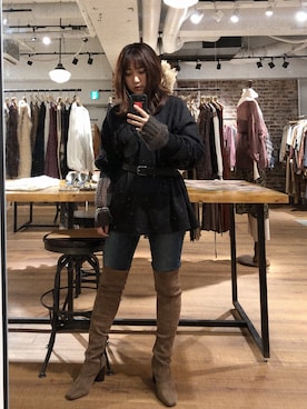 「Ungrid（アングリッド）のハイウエストストスリ（デニムパンツ）」を使った、HONAMI.mさん（レディース・158cm）の秋コーディネート