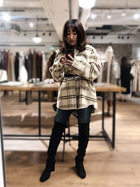 「Ungrid（アングリッド）のハイウエストストスリ（デニムパンツ）」を使った、HONAMI.mさん（レディース・158cm）の秋コーディネート