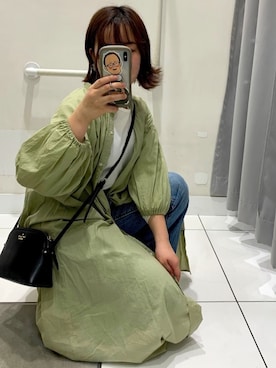 「ピスタチオ」｜「アイテム（シャツワンピース）」を使った、ななみさん（レディース・156cm）の冬コーディネート