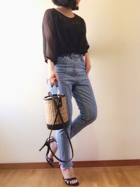 「TODAYFUL（トゥデイフル）のTODAYFUL(トゥディフル)  "ROY's Denim"カットオフデニム（デニムパンツ）」を使った、meeeさん（レディース・150cm）の夏コーディネート