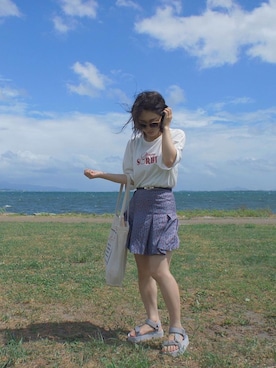 「summer」｜「アイテム（トートバッグ）」を使った、ayaneさん（レディース・154cm）の春コーディネート