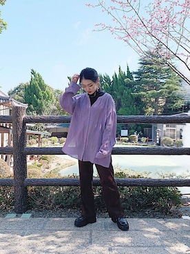 「one way（ワンウェイ）のアイテム（スラックス）」を使った、ayaneさん（レディース・154cm）の春コーディネート