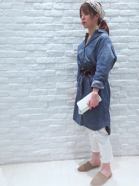 「サッシュベルト」｜「アイテム（財布/小物）」を使った、あーちょさん（レディース・156cm）の春コーディネート