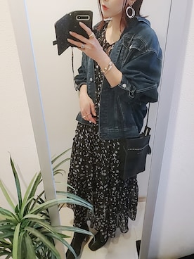 「シースルー」｜「アイテム（デニムジャケット）」を使った、chii3☆さん（レディース・160cm）の冬コーディネート