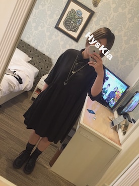 「ストリート服が好き」｜「アイテム（シャツワンピース）」を使った、あろまうさん（レディース・156cm）の秋コーディネート