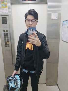 「NET（ネット）のアイテム（パンツ）」を使った、Weiさん（メンズ・178cm）の春コーディネート