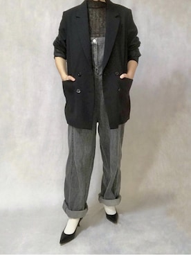 「Ameri（アメリ）のアイテム（オールインワン・サロペット）」を使った、はやまさんさん（レディース・165cm）の冬コーディネート