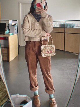 「休闲」｜「アイテム（財布/小物）」を使った、奈奈稚さん（レディース・150cm）の春コーディネート