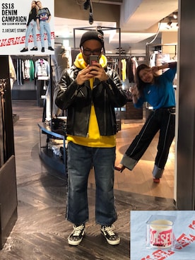「DIESEL（ディーゼル）のアイテム（PC・スマホグッズ/家電）」を使った、留さん（メンズ・181cm）の冬コーディネート
