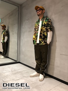 「DIESEL OSAKA」｜「アイテム（帽子）」を使った、留さん（メンズ・181cm）の春コーディネート