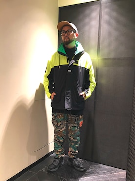 「DIESEL（ディーゼル）のアイテム（ナイロンジャケット）」を使った、留さん（メンズ・181cm）の春コーディネート