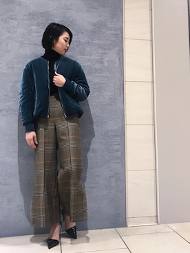 CITY グレンチェックサイドスリットワイドパンツ city（シティ）の「グレンチェックサイドスリットワイドパンツ