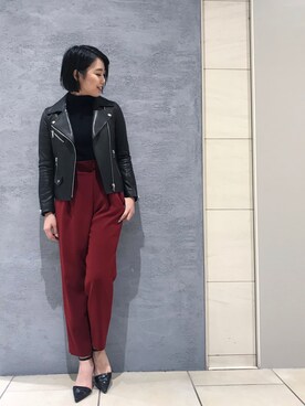 「アイテム（ライダースジャケット）」を使った、AYAKA_OBARAさん（レディース・165cm・20代）の秋コーディネート