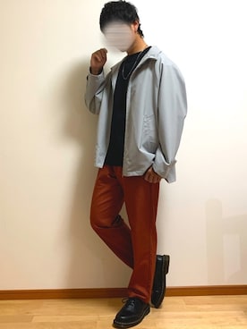 「UNIQLO（ユニクロ）のエアリズムコットンオーバーサイズTシャツ（5分袖）（Tシャツ/カットソー）」を使った、くさきゆうせさん（メンズ・168cm・20代）の秋コーディネート