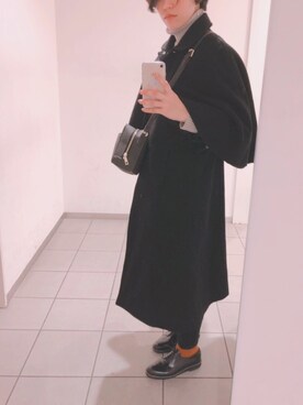 「USEDのアイテム（ジャケット/アウター、ブラック系）」を使った、Maaanaaaaさん（レディース・163cm）の冬コーディネート