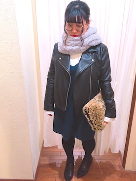 「ゴアブーツ」｜「アイテム（ジャケット/アウター）」を使った、이즈미♡さん（レディース・158cm）の冬コーディネート