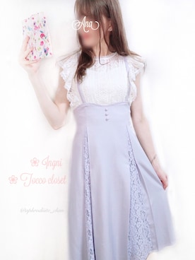「tocco closet（トッコ　クローゼット）のアイテム（ジャンパースカート）」を使った、𝒜𝓃𝒶さん（レディース・167cm）の夏コーディネート