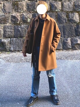 「coen（コーエン）のアイテム（ジャケット/アウター、ブラウン系）」を使った、hidさん（メンズ・170cm）の冬コーディネート