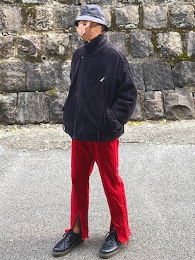 「KIJIMA TAKAYUKI」｜「アイテム（ライダースジャケット）」を使った、hidさん（メンズ・170cm）の冬コーディネート