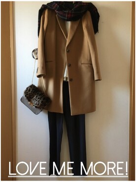 「ダニエルウェリントン」｜「アイテム（チェスターコート）」を使った、teey+さん（レディース・155cm）の冬コーディネート