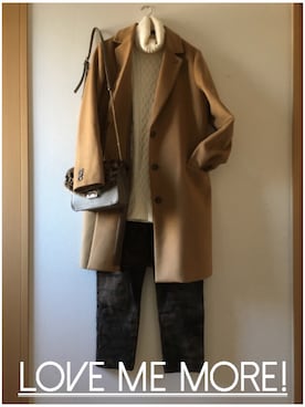 「ダニエルウェリントン」｜「アイテム（チェスターコート）」を使った、teey+さん（レディース・155cm）の冬コーディネート