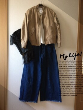 「SEVENDAYS=SUNDAY（セブンデイズサンデイ）のアイテム（MA-1）」を使った、teey+さん（レディース・155cm）の春コーディネート