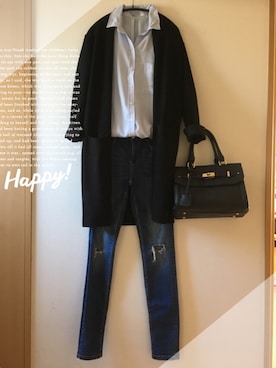 「AZUL ENCANTO（アズールエンカント）のアイテム（シャツ/ブラウス）」を使った、teey+さん（レディース・155cm）の秋コーディネート