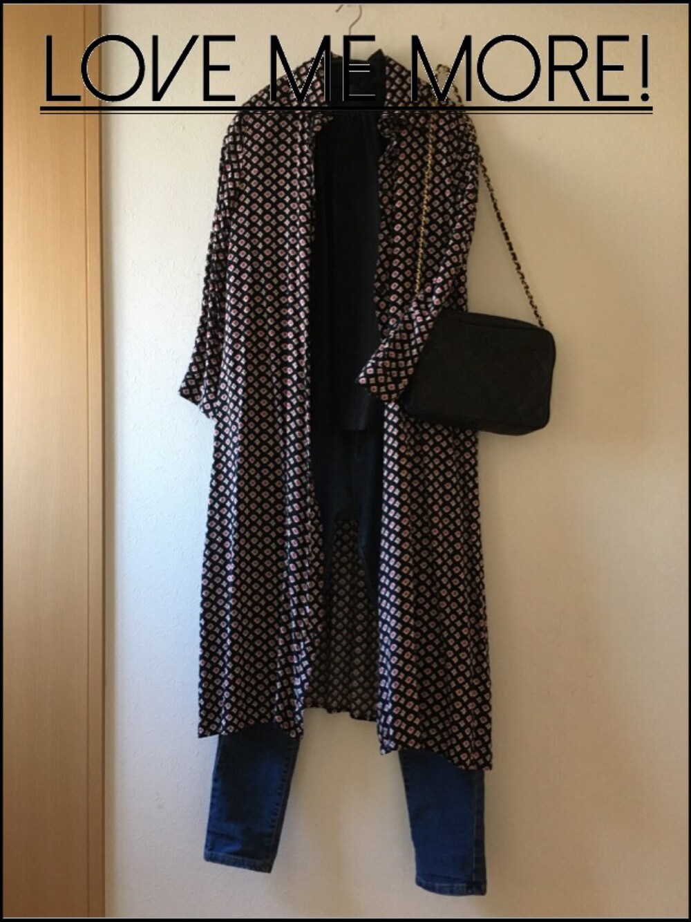 「パンツスタイル、秋のコーデ、大人コーデ、ユニクロ、ワンピース、デニム、selectmoca、レトロ、プチプラ、chanel」｜「select MOCAの【再入荷】レトロ調総柄ロング丈長袖シャツワンピース（シャツワンピース、ブルー系）」を使った、teey+さん（レディース・155cm）の秋コーディネートの1枚目の写真