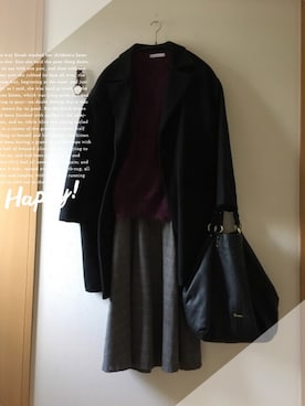 「ダニエルウェリントン」｜「アイテム（チェスターコート）」を使った、teey+さん（レディース・155cm）の冬コーディネート