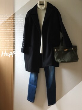 「sita parantica（シータパランティカ）のSITA PARANTICA CANVAS TOTE BAG（トートバッグ）」を使った、teey+さん（レディース・155cm）の冬コーディネート