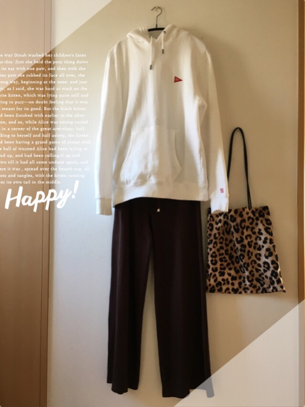 「カジュアルコーデ、シンプル、パーカー、リブパンツ、低身長、VANS、リエディ(Re:EDIT)、healthknit、dholic、プチプラ」｜「Re:EDITのリブカットソーセミワイドパンツ（その他パンツ、ブラウン系）」を使った、teey+さん（レディース・155cm）の春コーディネートの1枚目の写真