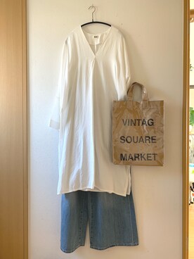 「ローリーズファーム(LOWRYS FARM)」｜「アイテム（シャツワンピース）」を使った、teey+さん（レディース・155cm）の春コーディネート
