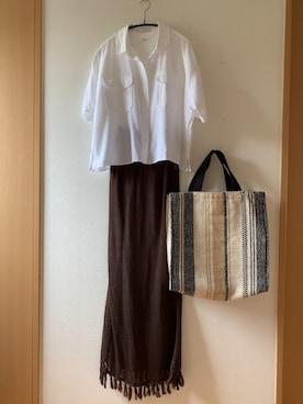 「LOWRYS FARM（ローリーズファーム）のショートＣＰＯシャツ　841006（シャツ/ブラウス）」を使った、teey+さん（レディース・155cm）の夏コーディネート