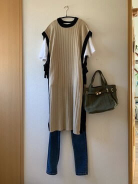 「sita parantica（シータパランティカ）のSITA PARANTICA CANVAS TOTE BAG（トートバッグ）」を使った、teey+さん（レディース・155cm）の秋コーディネート