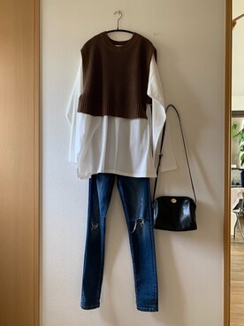 「SENSE OF PLACE by URBAN RESEARCH（センスオブプレイスバイアーバンリサーチ）のヴィンテージライクミニショルダーバッグ（ショルダーバッグ）」を使った、teey+さん（レディース・155cm）の秋コーディネート