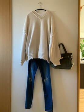 「sita parantica（シータパランティカ）のSITA PARANTICA CANVAS TOTE BAG（トートバッグ）」を使った、teey+さん（レディース・155cm）の冬コーディネート
