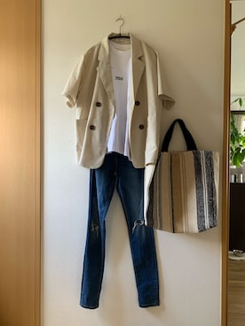 「OpenCLOSE（オープンクローズ）のアイテム（トップス）」を使った、teey+さん（レディース・155cm）の夏コーディネート