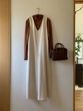 「SENSE OF PLACE by URBAN RESEAR」｜「アイテム（オールインワン・サロペット）」を使った、teey+さん（レディース・155cm）の秋コーディネート