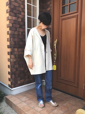 「ドルマン」｜「アイテム（ノーカラージャケット）」を使った、chinaさん（レディース・165cm）の夏コーディネート