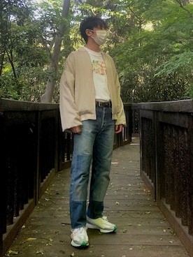 「Tシャツ×デニム」｜「アイテム（ブルゾン）」を使った、ramuperryさん（メンズ・170cm）の春コーディネート