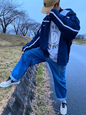 「パイソン柄」｜「アイテム（ナイロンジャケット）」を使った、Kazukiさん（メンズ・170cm）の冬コーディネート