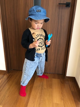「息子コーデ」｜「アイテム（レッグウェア）」を使った、Kaaaさん（キッズ・100cm）の春コーディネート
