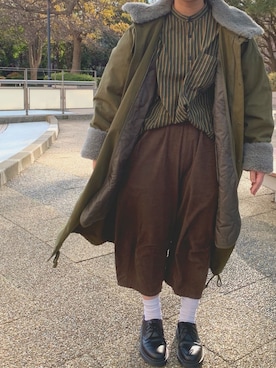 「軍物」｜「アイテム（その他アウター）」を使った、ミユさん（レディース・159cm）の冬コーディネート