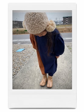 「allolun.（オールオルン）のアイテム（ワンピース/ドレス）」を使った、youさん（キッズ・100cm）の冬コーディネート