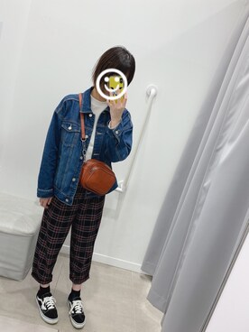 「Honeys（ハニーズ）のアイテム（デニムジャケット）」を使った、M¨̮⑅*さん（レディース・169cm）の秋コーディネート