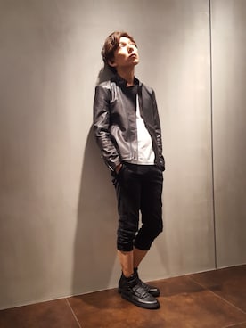 「アイテム（ライダースジャケット）」を使った、zakiさん（メンズ・174cm・40代）の秋コーディネート