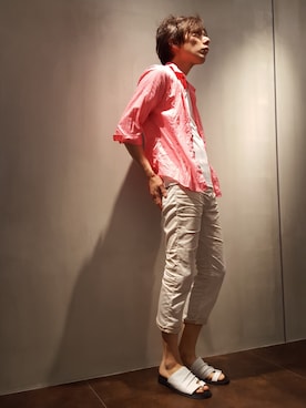 「アイテム（サンダル）」を使った、zakiさん（メンズ・174cm・40代）の夏コーディネート