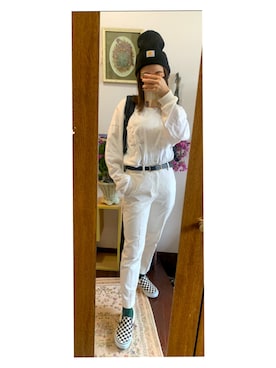 「オールホワイト」｜「アイテム（スリッポン）」を使った、aaaさん（レディース・153cm）の夏コーディネート