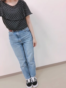 「ハイウエストストレートジーンズ」｜saさん（レディース・148cm）の夏コーディネート