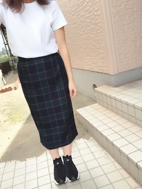 「タータンチェックスカート」｜saさん（レディース・148cm）の秋コーディネート